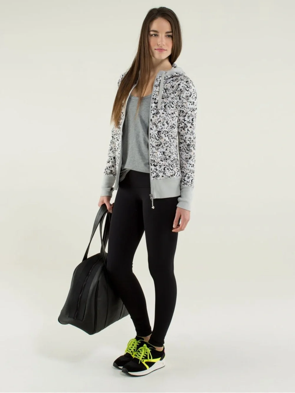 lululemon athletica Light Gray Floral-Print Zip Hoodie